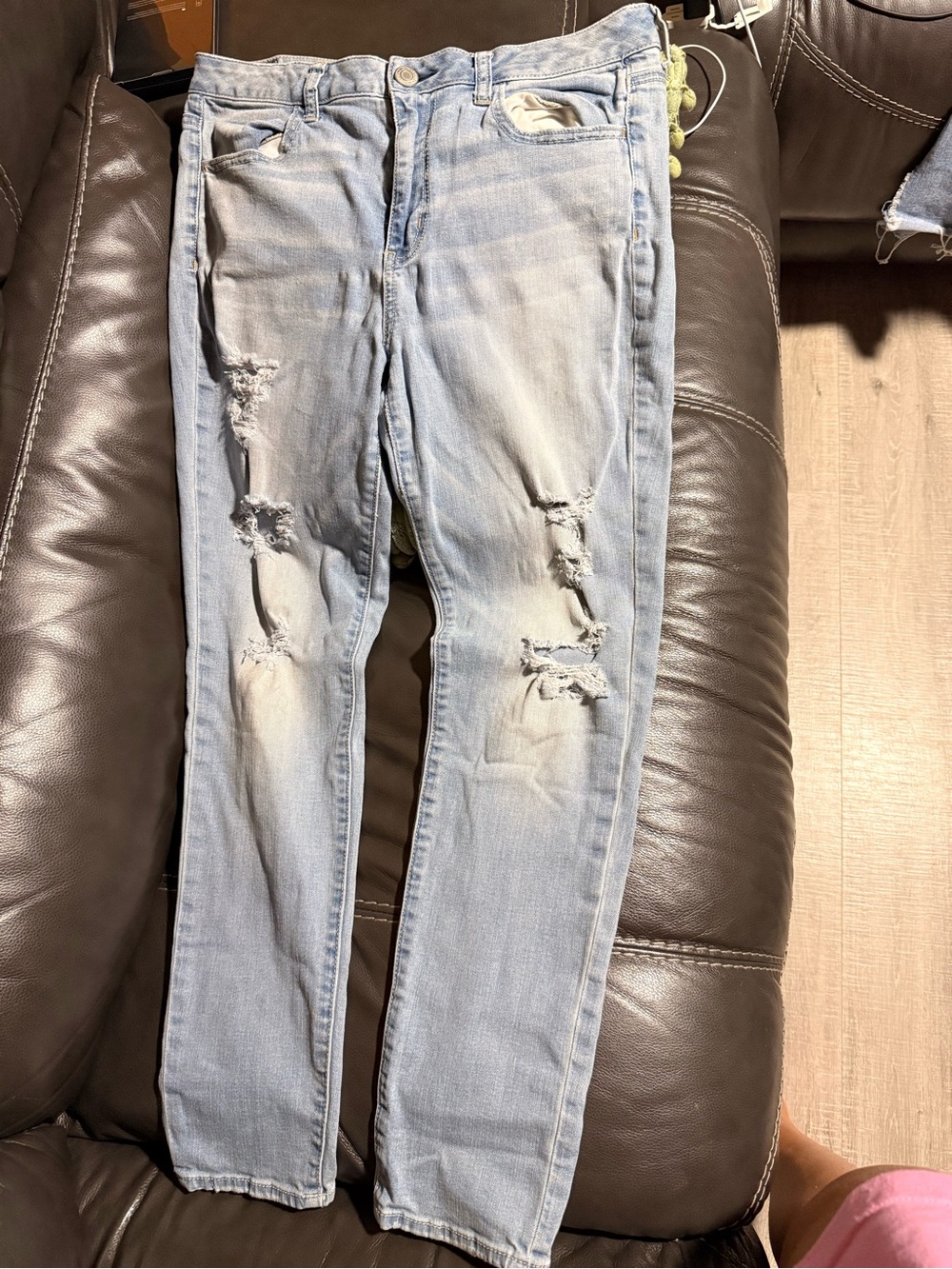 American Eagle Outfitters Light Blue Ripped Skinny Jeans